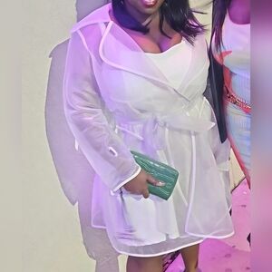White Mesh Trench Coat